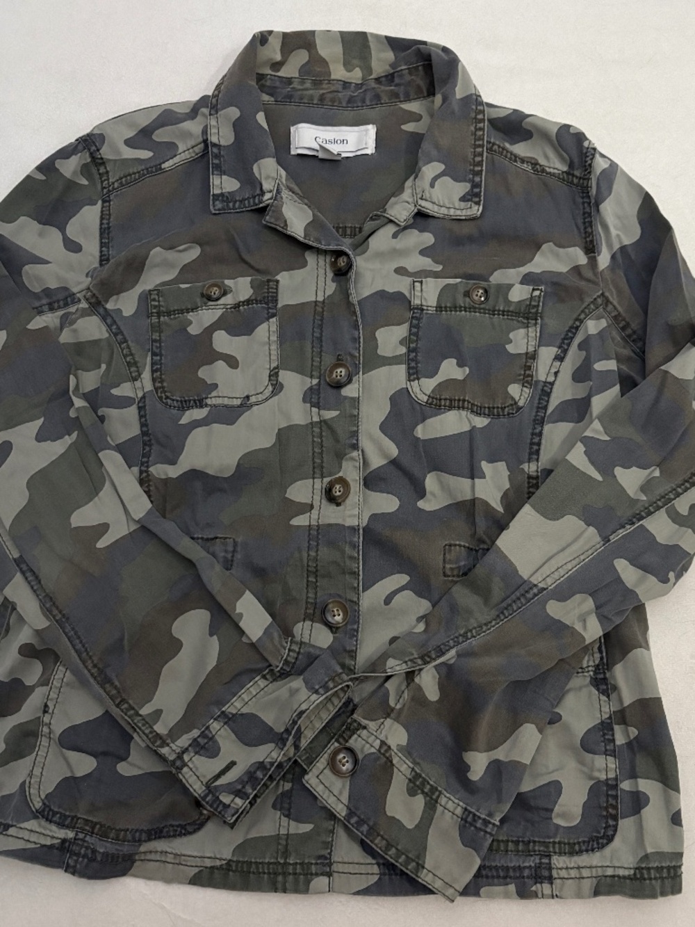 Caslon (Nordstrom) Green and Black Camo Utility Jacket